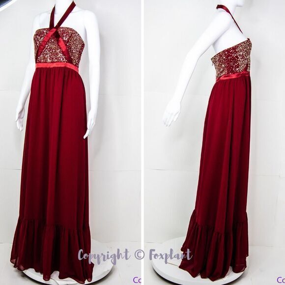 NEW Altar'd State red sequin maxi‎ formal dress, size S - Picture 3 of 15